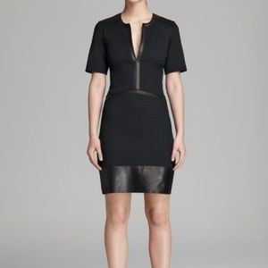 Helmut Lang Black & Leather Trim Dress